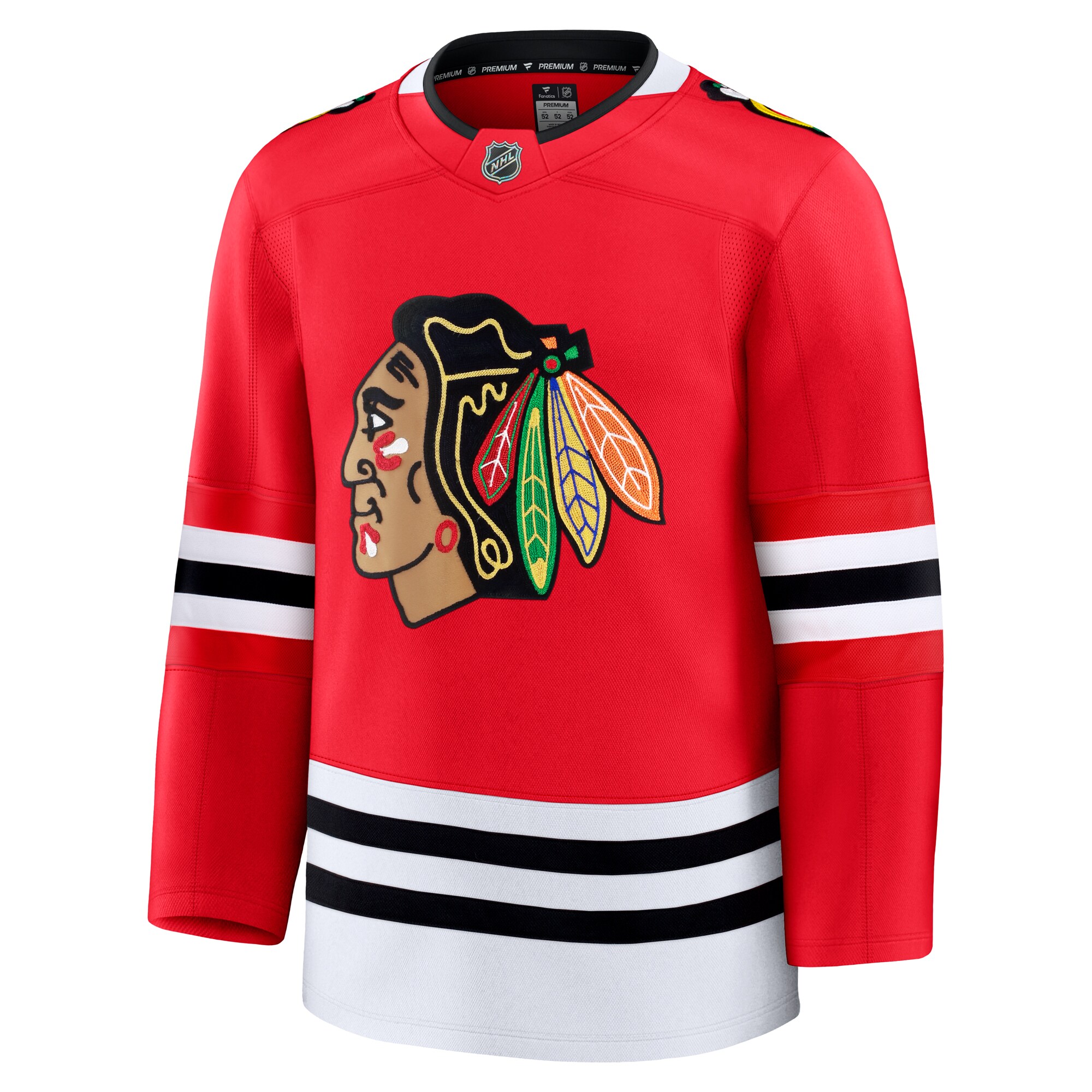 Alternative view of Men's Chicago Blackhawks Red Home Premium Hockey Jersey - JS120 