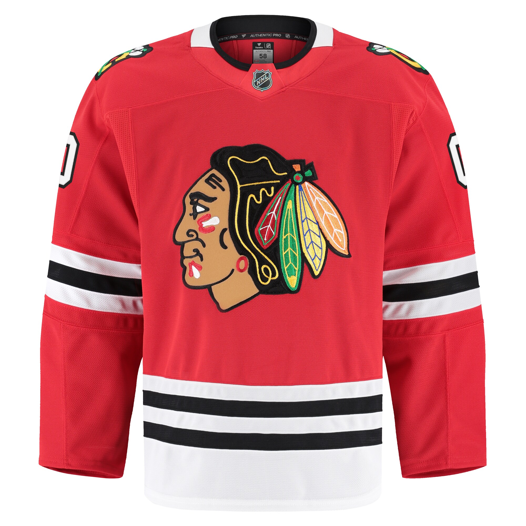 Alternative view of Men's Chicago Blackhawks Red Home Pro Custom Hockey Jersey - JS391 