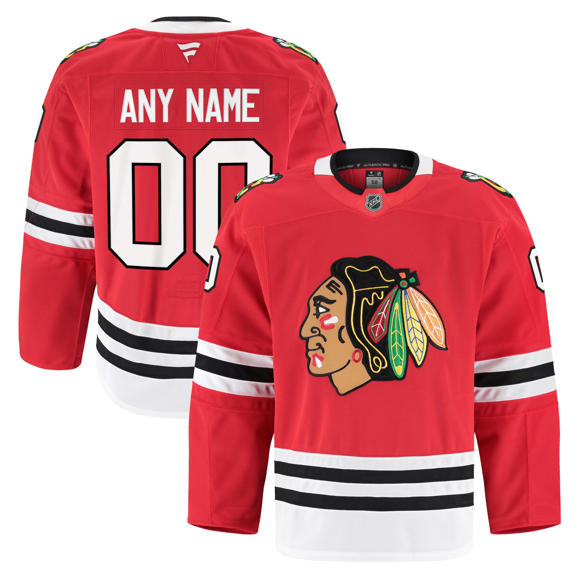 Men's Chicago Blackhawks Red Home Pro Custom Hockey Jersey - JS883 