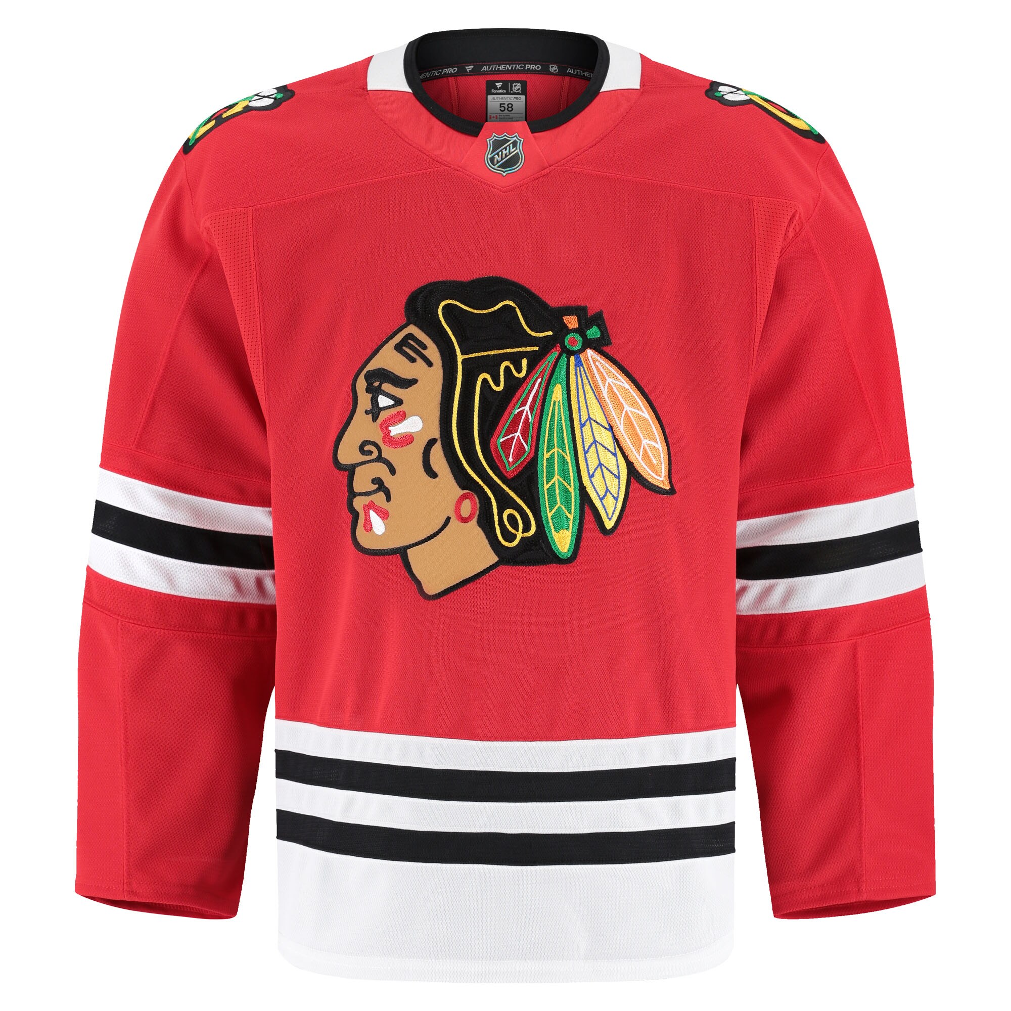 Alternative view of Men's Chicago Blackhawks Red Home Pro Hockey Jersey - JS197 