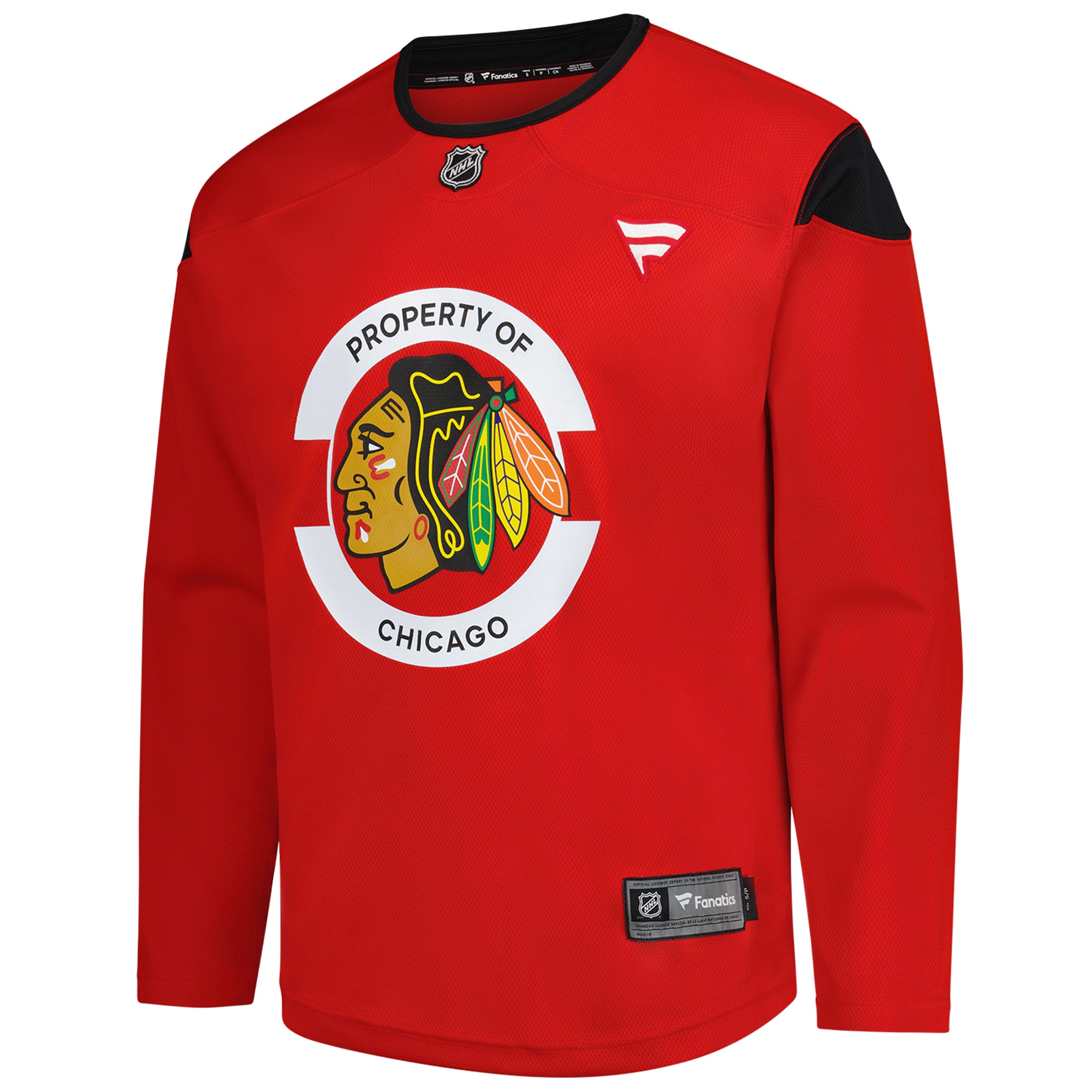 Alternative view of Men's Chicago Blackhawks Red Team Practice Hockey Jersey - JS434 
