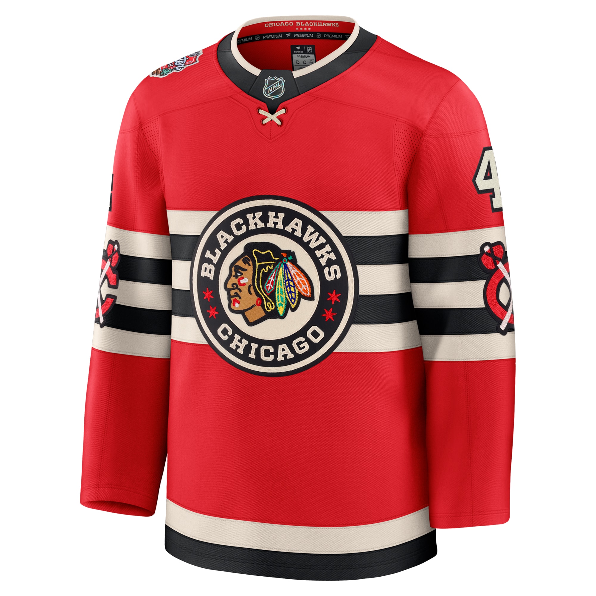 Alternative view of Men's Chicago Blackhawks Seth Jones Red 2025 NHL Winter Classic Premium Player Hockey Jersey - JS285 