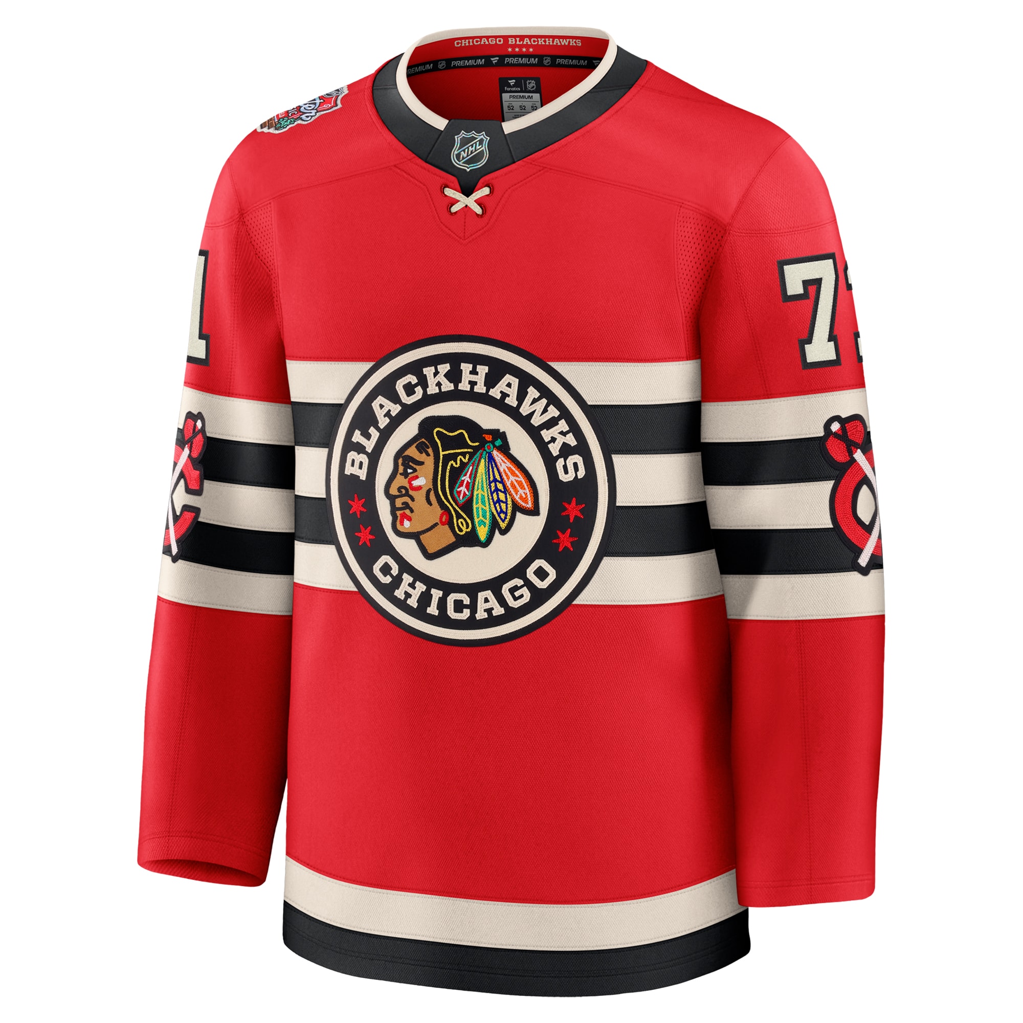 Alternative view of Men's Chicago Blackhawks Taylor Hall Red 2025 NHL Winter Classic Premium Player Hockey Jersey - JS814 