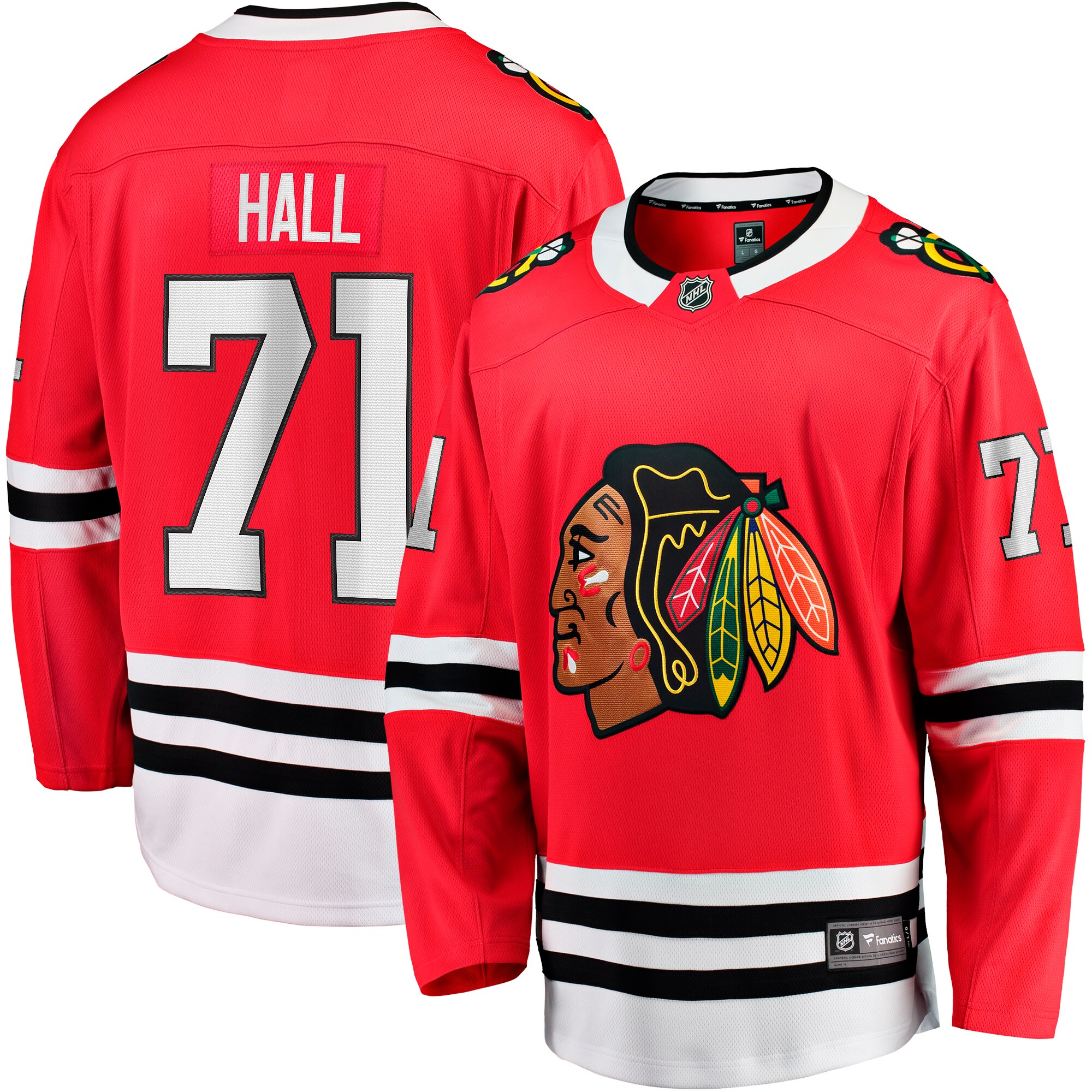 Men's Chicago Blackhawks Taylor Hall Red Home Breakaway Player Hockey Jersey - JS955 