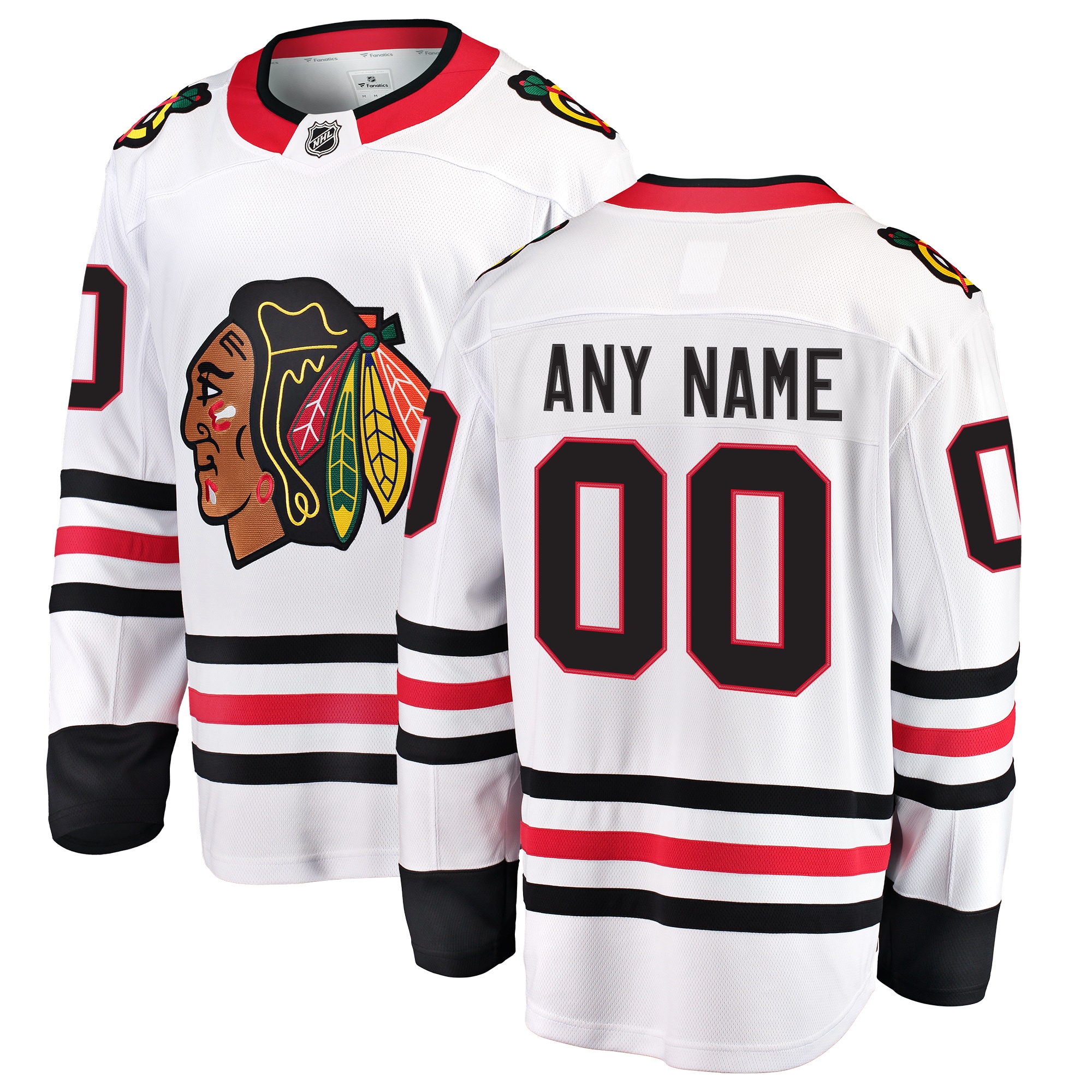 Men's Chicago Blackhawks White Away Breakaway Custom Hockey Jersey - JS709 