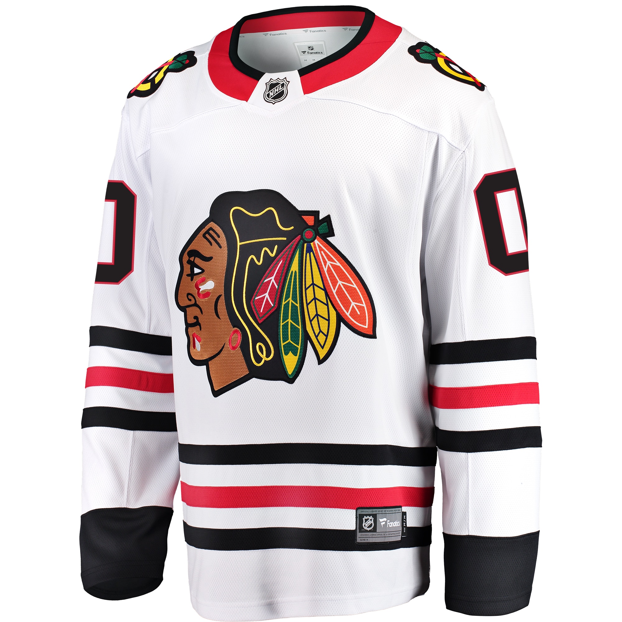 Alternative view of Men's Chicago Blackhawks White Away Breakaway Custom Hockey Jersey - JS886 