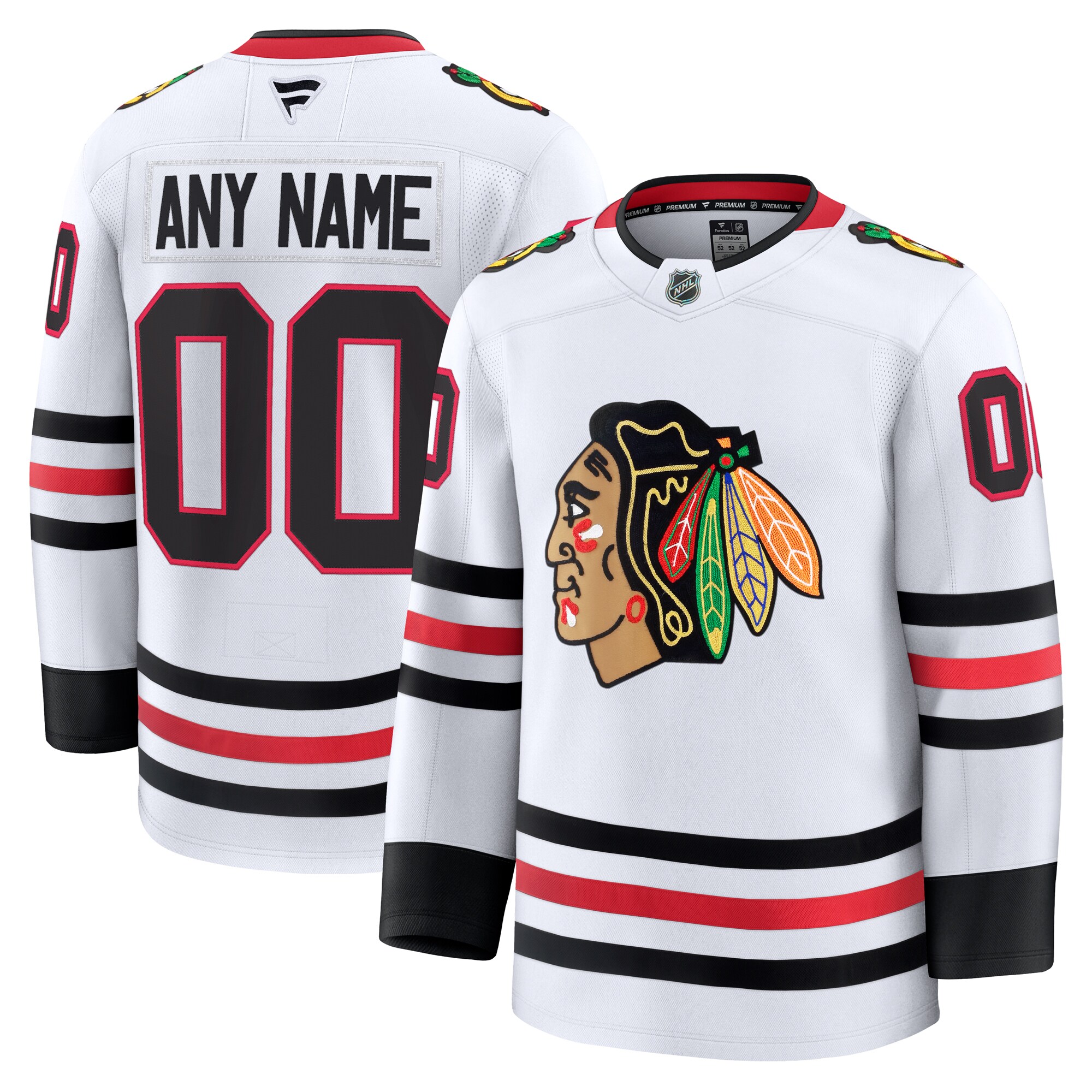Men's Chicago Blackhawks White Away Premium Custom Hockey Jersey - JS973 