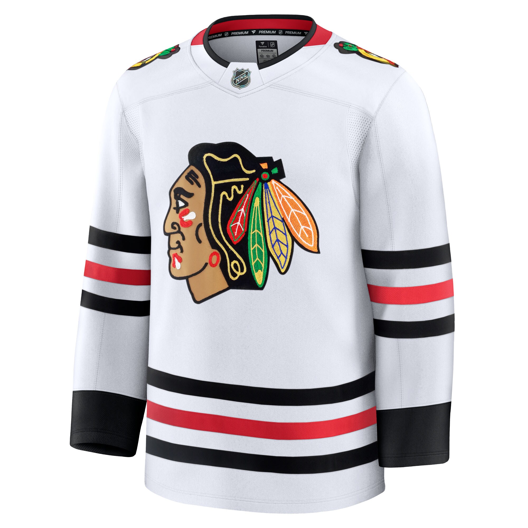 Alternative view of Men's Chicago Blackhawks White Away Premium Hockey Jersey - JS801 