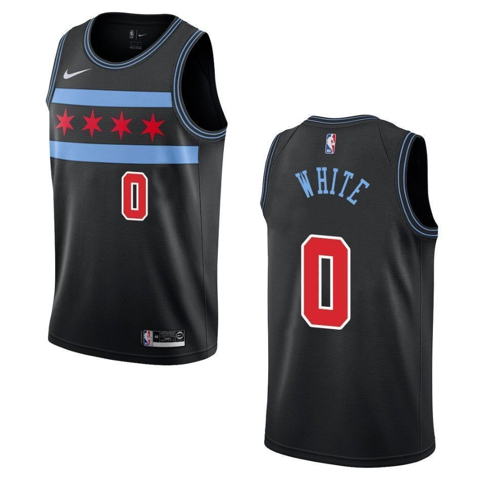 Men's Chicago Bulls 0 Coby White City Swingman Basketball Jersey - Black - JS428 