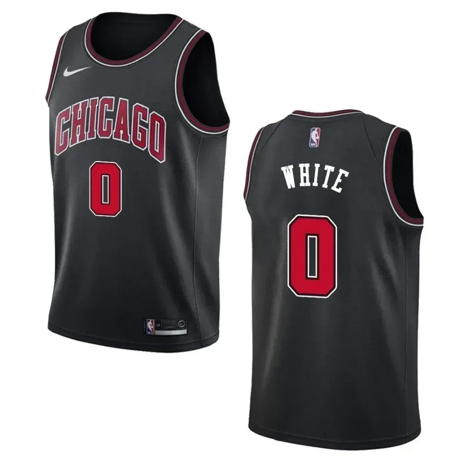 Men's Chicago Bulls 0 Coby White Statement Swingman Basketball Jersey - Black - JS526 