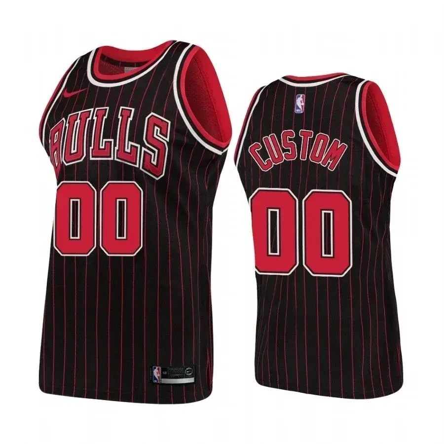 Men's Chicago Bulls 00 Custom Hardwood Classics Black Basketball Jersey - JS616 