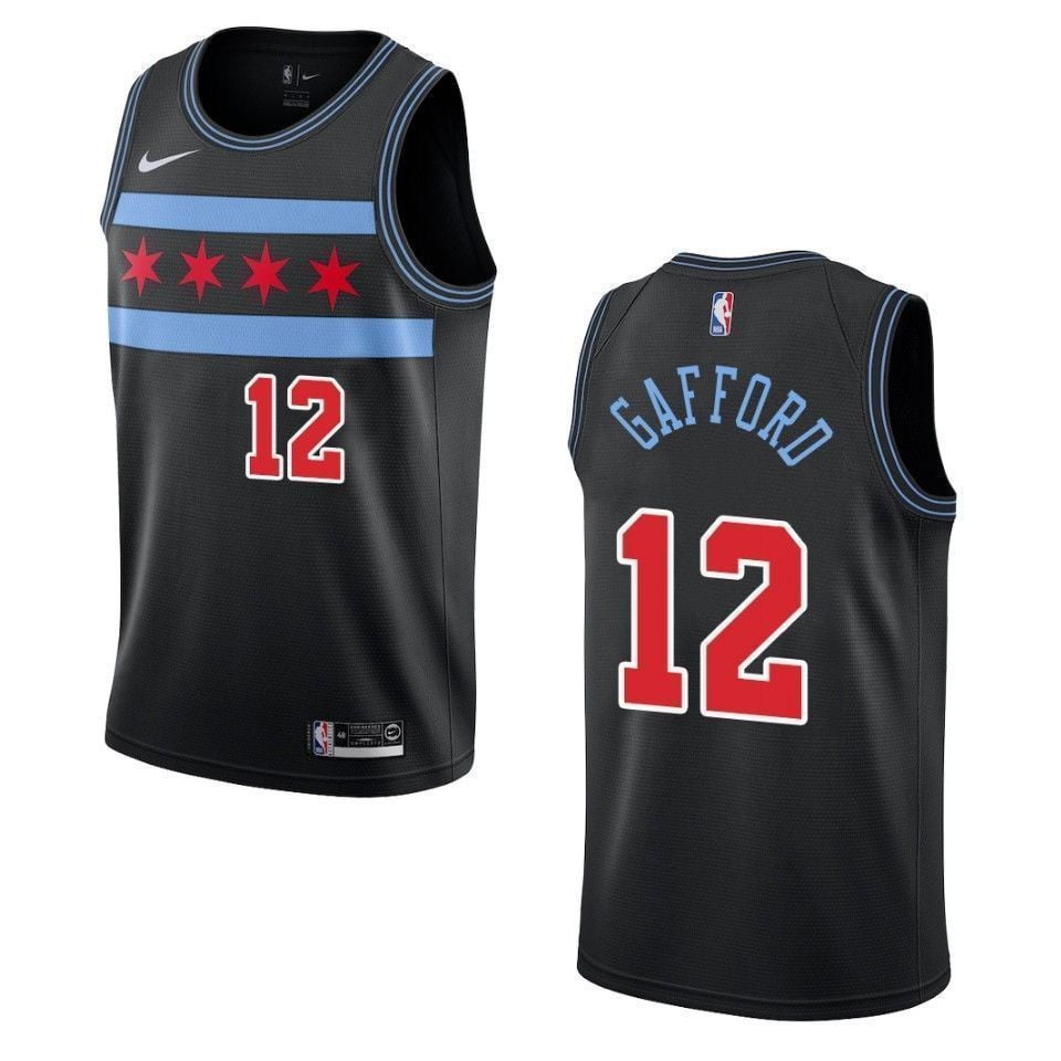 Men's Chicago Bulls 12 Daniel Gafford City Swingman Basketball Jersey - Black - JS366 