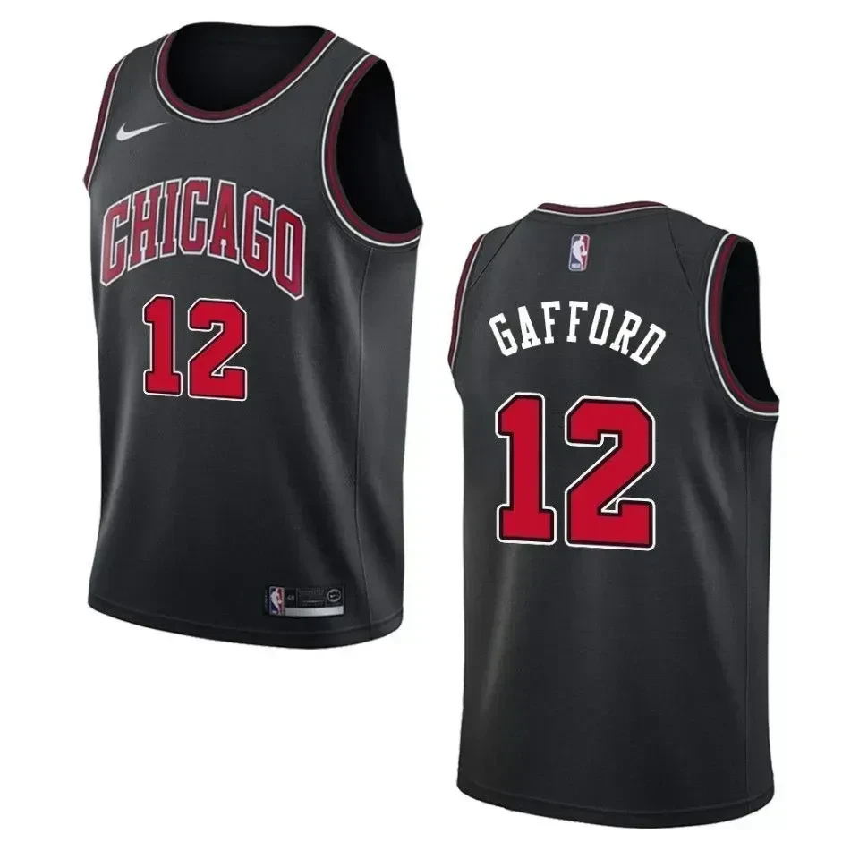 Men's Chicago Bulls 12 Daniel Gafford Statement Swingman Basketball Jersey - Black - JS742 