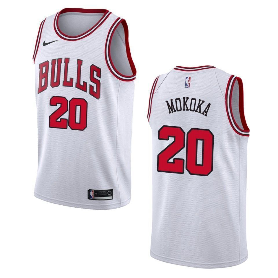 Men's Chicago Bulls 20 Adam Mokoka Association Swingman Basketball Jersey - White - JS927 