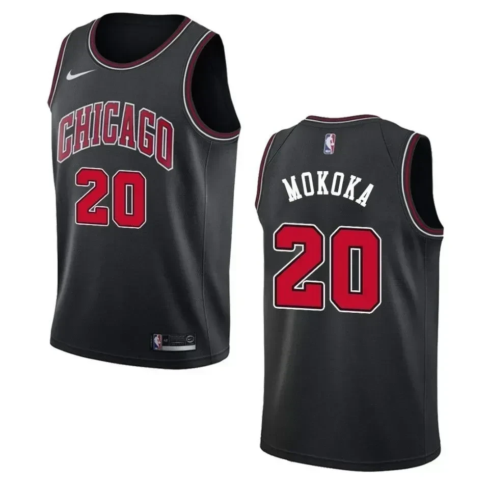 Men's Chicago Bulls 20 Adam Mokoka Statement Swingman Basketball Jersey - Black - JS627 