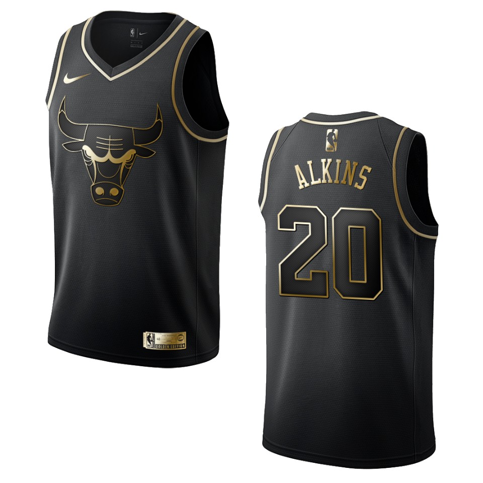 Men’s Chicago Bulls #20 Rawle Alkins Golden Edition Basketball Jersey – Black