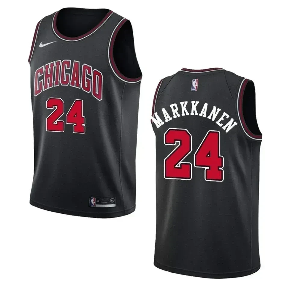 Men's Chicago Bulls 24 Lauri Markkanen Statement Swingman Basketball Jersey - Black - JS930 