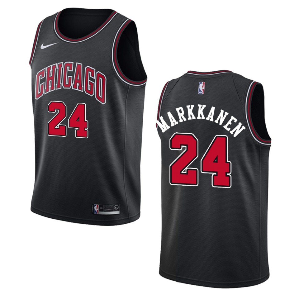 Men's Chicago Bulls #24 Lauri Markkanen Statement Swingman Basketball Jersey - Black