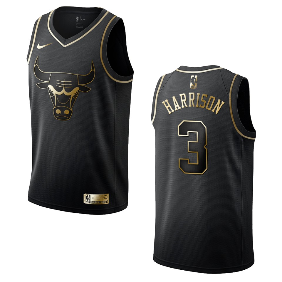 Men’s Chicago Bulls #3 Shaquille Harrison Golden Edition Basketball Jersey – Black