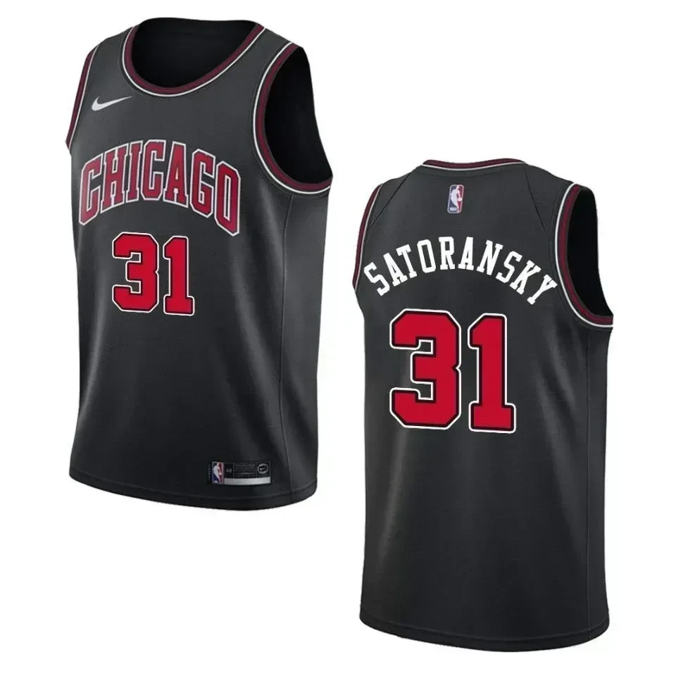 Men's Chicago Bulls 31 Tomas Satoransky Statement Swingman Basketball Jersey - Black - JS116 
