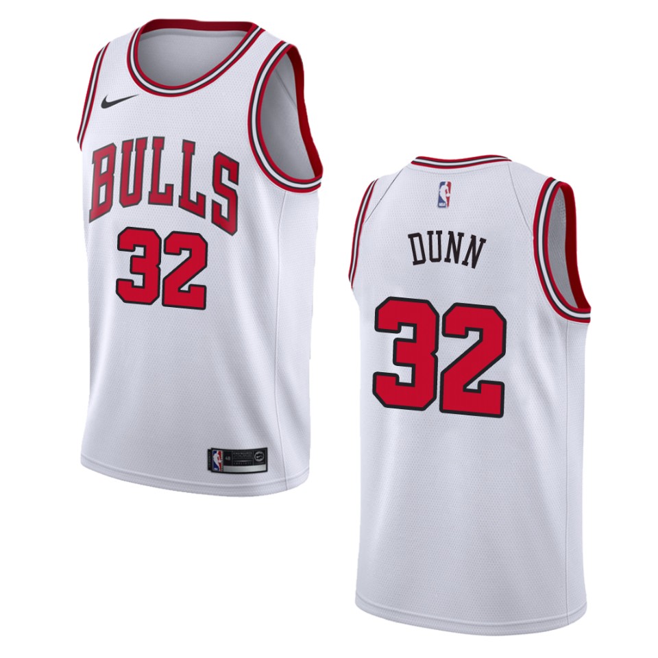 Men's Chicago Bulls #32 Kris Dunn Association Swingman Basketball Jersey - Wihte