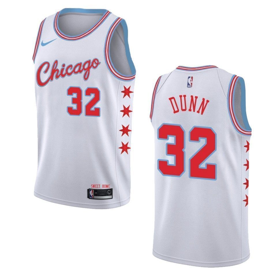 Men's Chicago Bulls 32 Kris Dunn City Swingman Basketball Jersey - Wihte - JS167 