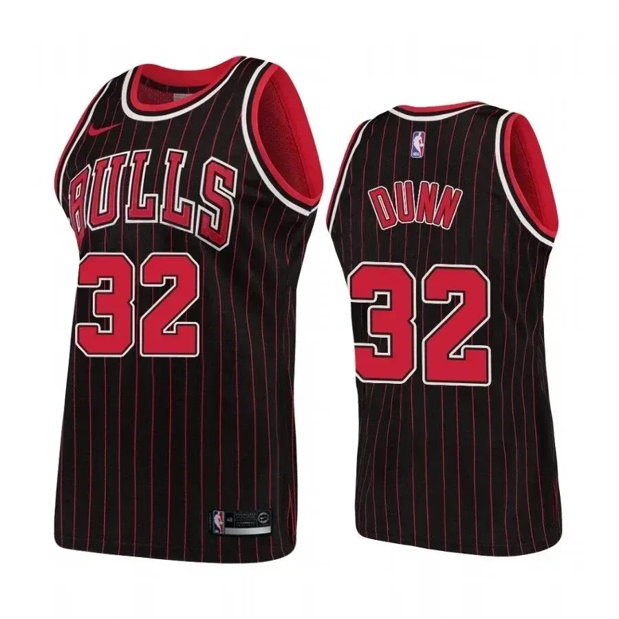 Men's Chicago Bulls 32 Kris Dunn Hardwood Classics Black Basketball Jersey - JS514 