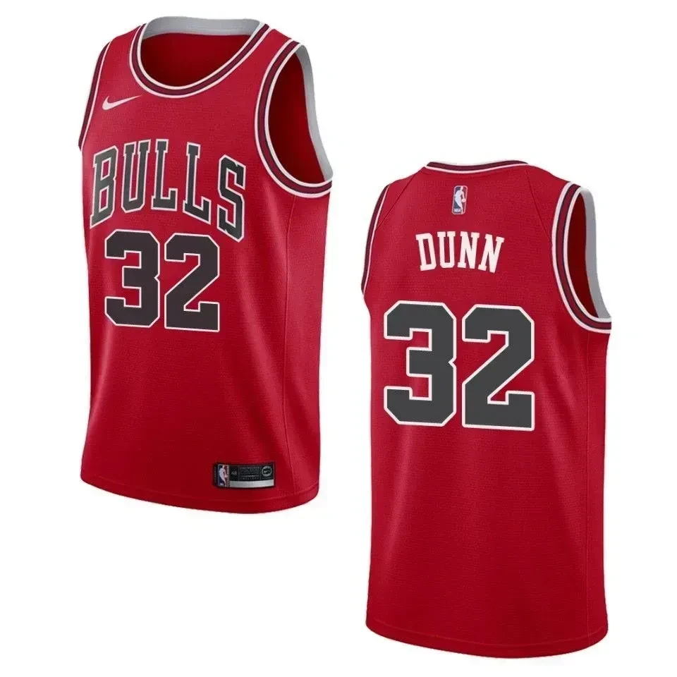 Men's Chicago Bulls 32 Kris Dunn Icon Swingman Basketball Jersey - Red - JS274 