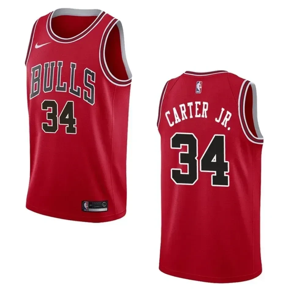 Men's Chicago Bulls 34 Wendell Carter Jr. Icon Swingman Basketball Jersey - Red - JS122 