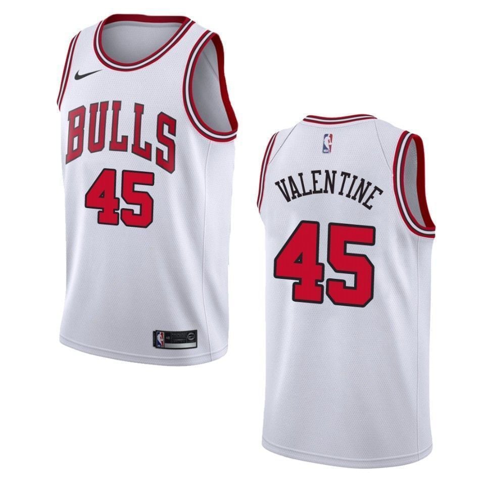 Men's Chicago Bulls 45 Denzel Valentine Association Swingman Basketball Jersey - Wihte - JS463 