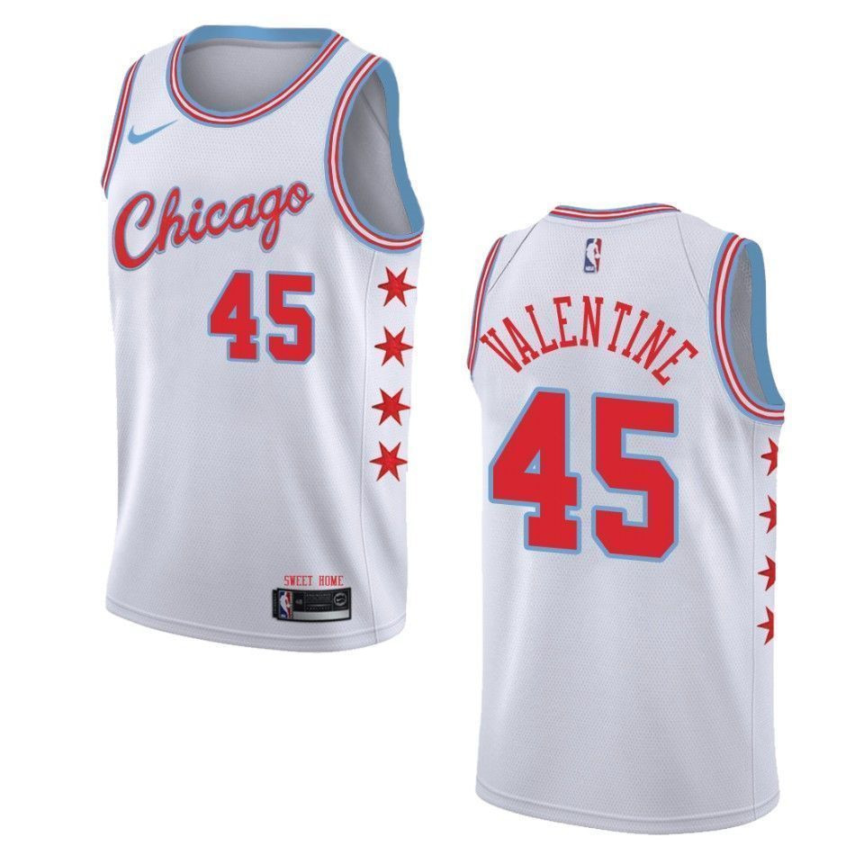 Men's Chicago Bulls 45 Denzel Valentine City Swingman Basketball Jersey - Wihte - JS765 