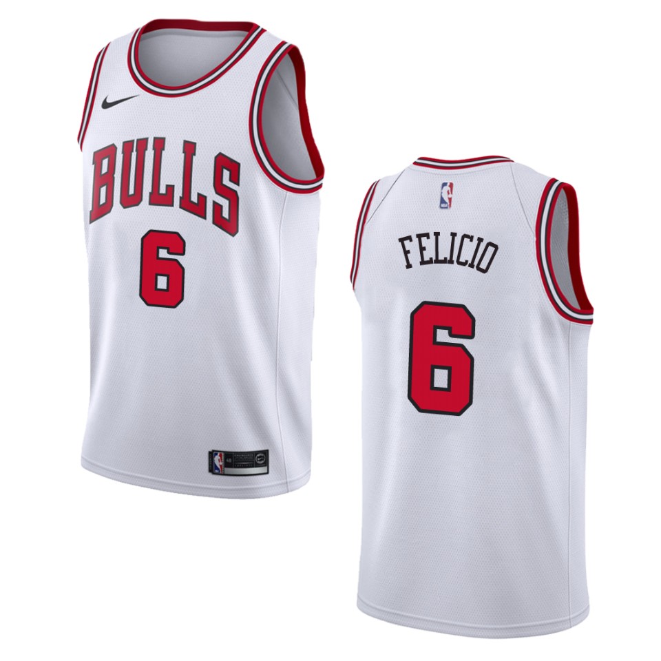 Men's Chicago Bulls #6 Cristiano Felicio Association Swingman Basketball Jersey - Wihte
