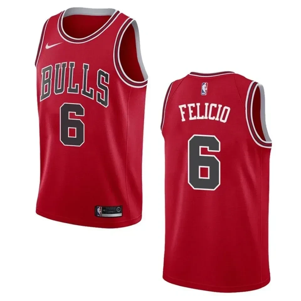 Men's Chicago Bulls 6 Cristiano Felicio Icon Swingman Basketball Jersey - Red - JS121 