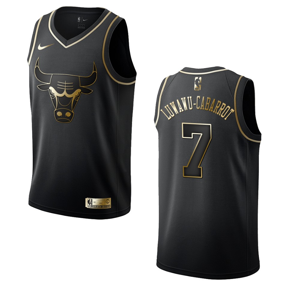 Men’s Chicago Bulls #7 Timothe Luwawu-cabarrot Golden Edition Basketball Jersey – Black