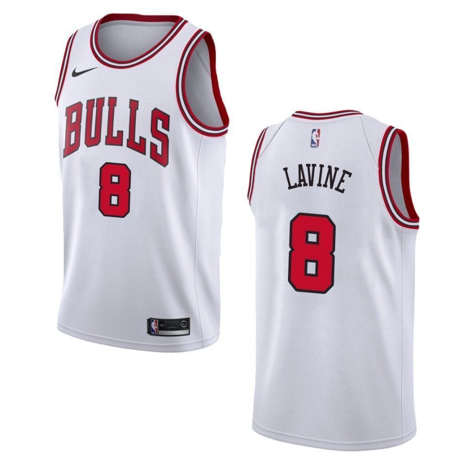 Men's Chicago Bulls 8 Zach Lavine Association Swingman Basketball Jersey - Wihte - JS817 