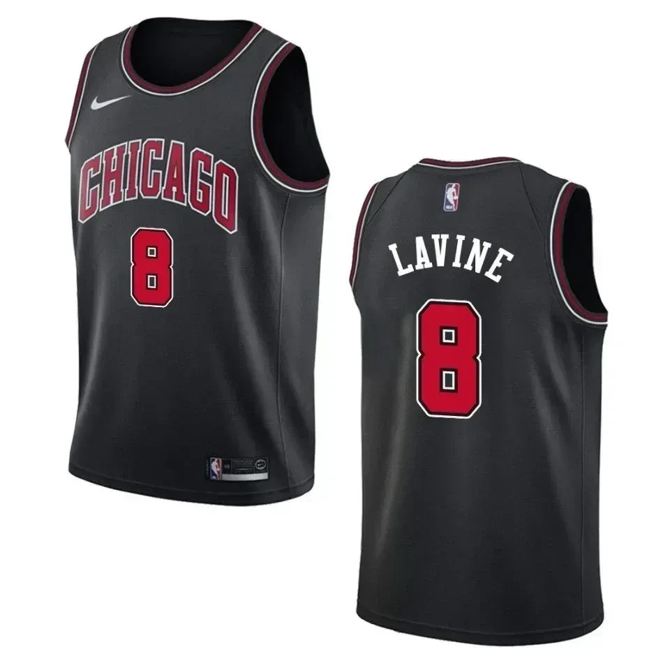 Men's Chicago Bulls 8 Zach Lavine Statement Swingman Basketball Jersey - Black - JS324 