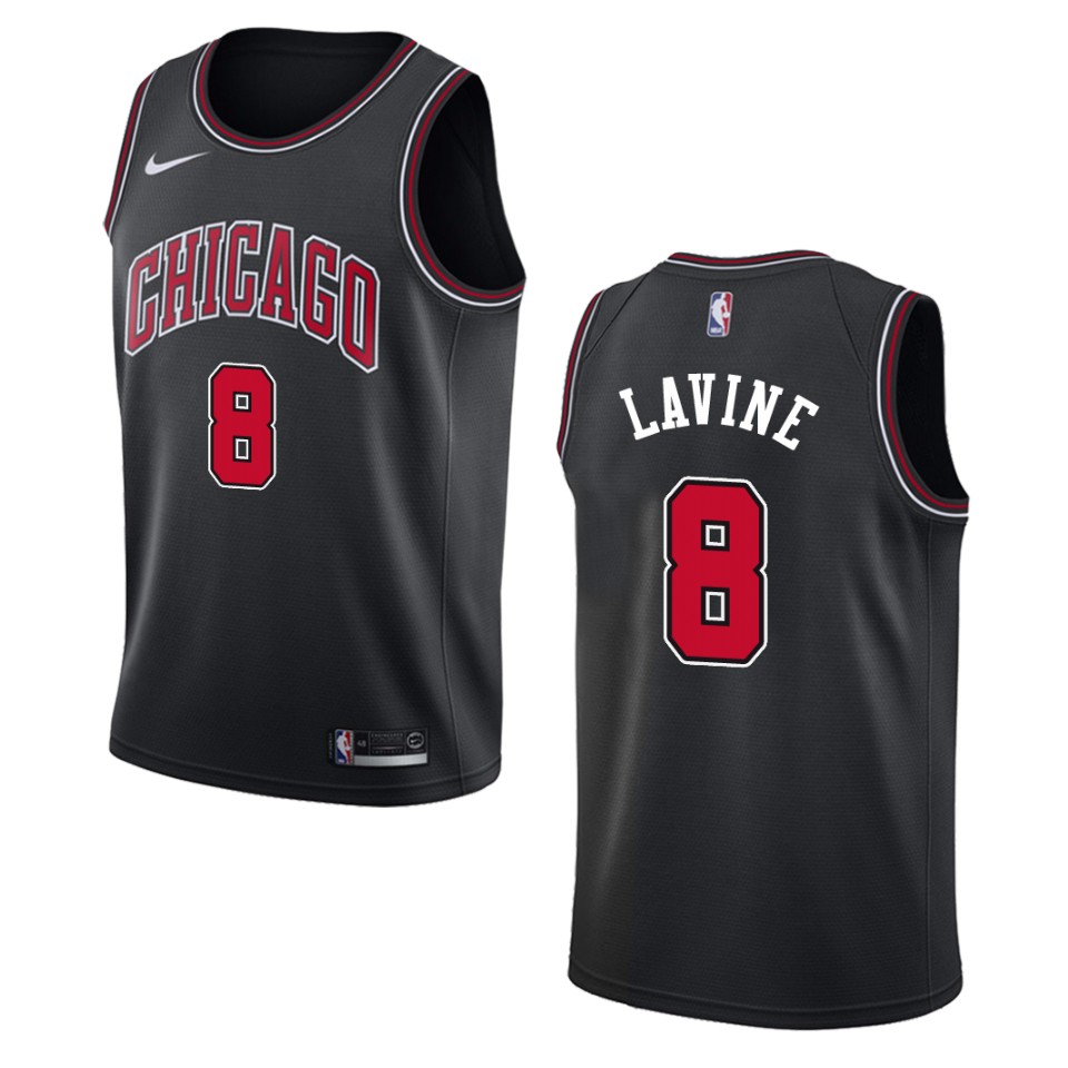 Men's Chicago Bulls #8 Zach Lavine Statement Swingman Basketball Jersey - Black