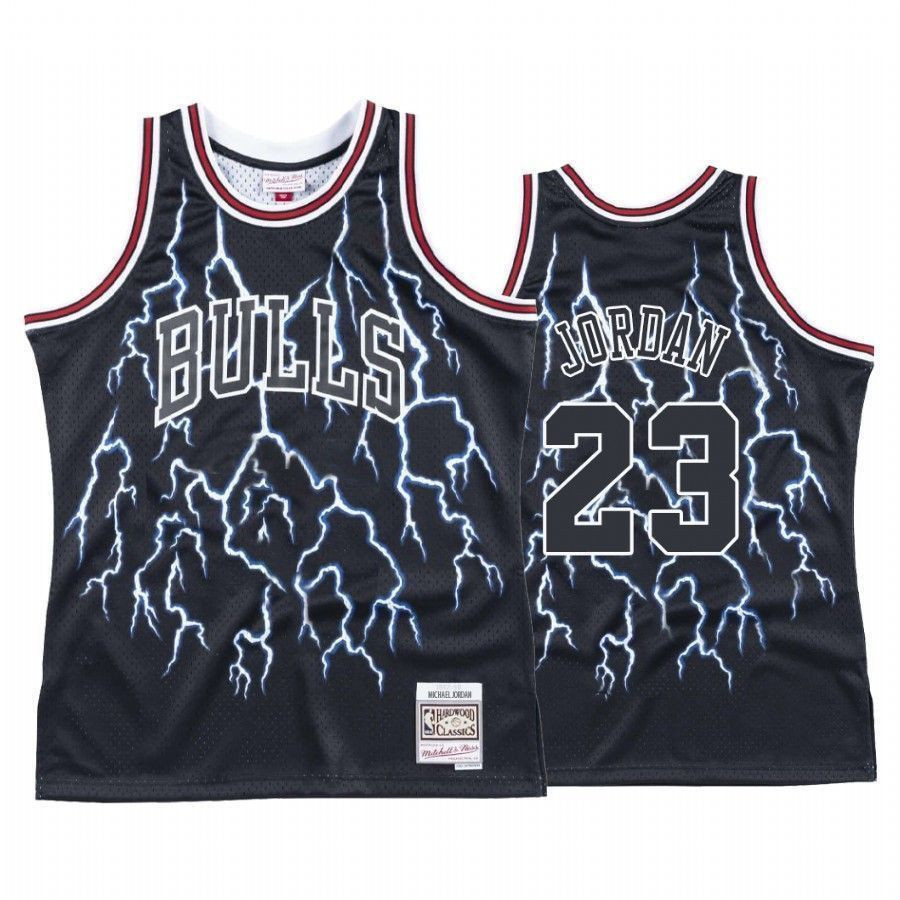 Men's Chicago Bulls Michael Jordan 23 Hardwood Classics Lightning Basketball Jersey - JS889 