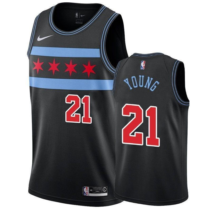 Men's Chicago Bulls Thaddeus Young 21 City Men's Basketball Jersey - JS186 