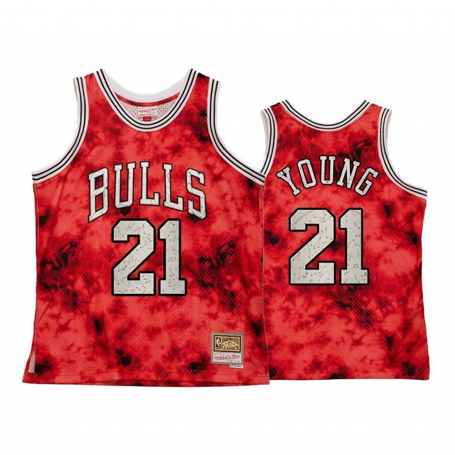 Men's Chicago Bulls Thaddeus Young Galaxy Constellation Basketball Jersey Red Heritage - JS238 