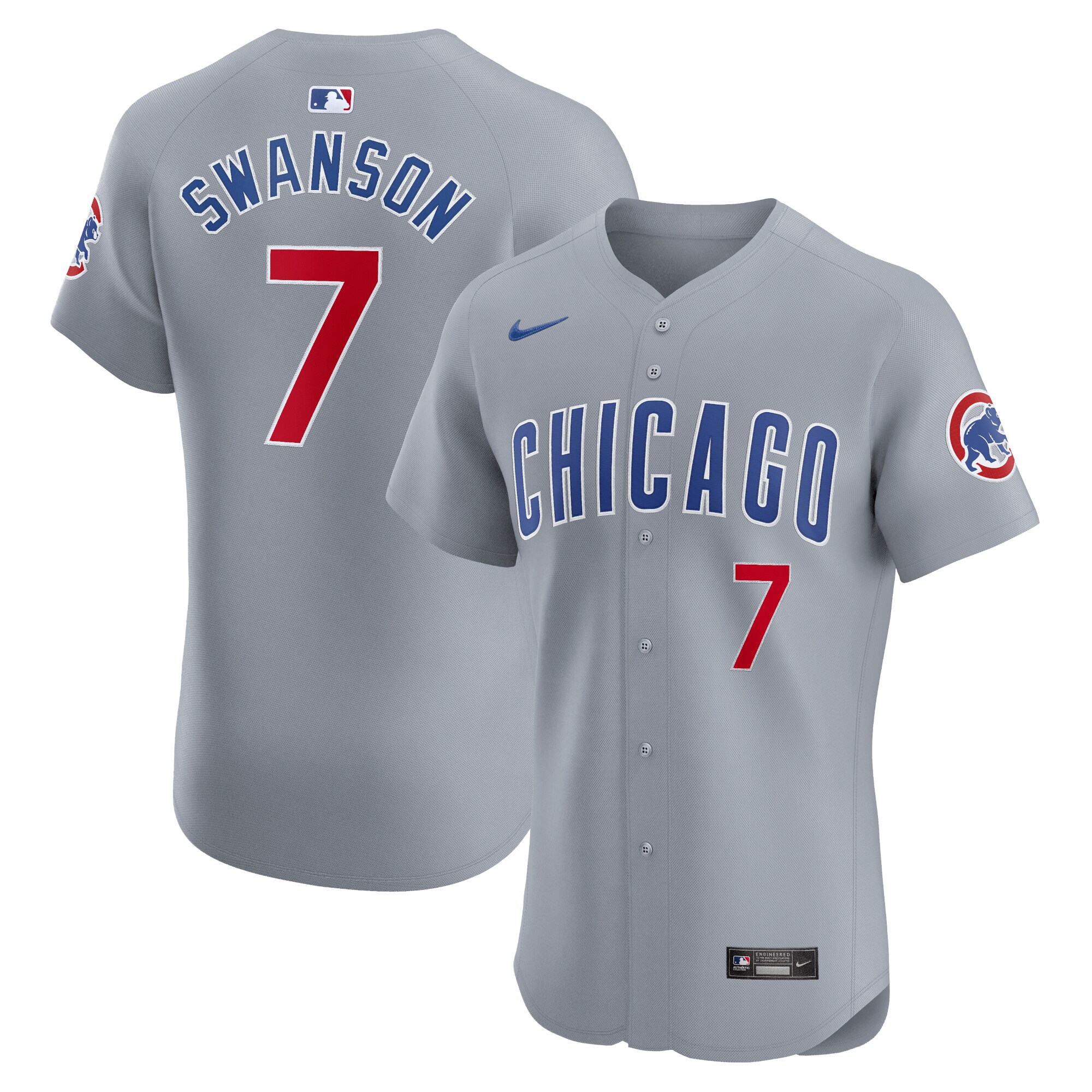 Men's Chicago Cubs Dansby Swanson Gray Road Elite Player Baseball Jersey