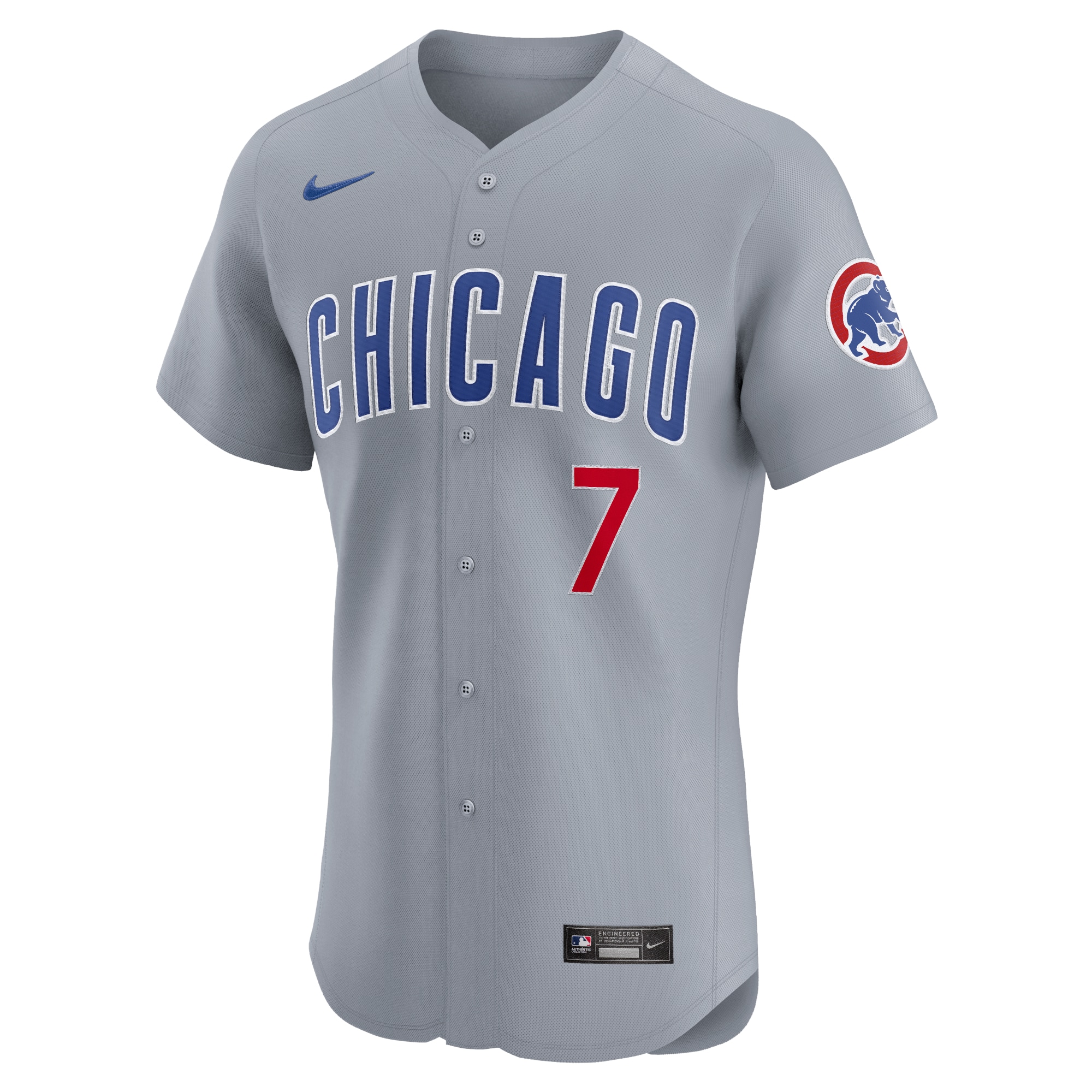 Alternative view of Men's Chicago Cubs Dansby Swanson Gray Road Elite Player Baseball Jersey