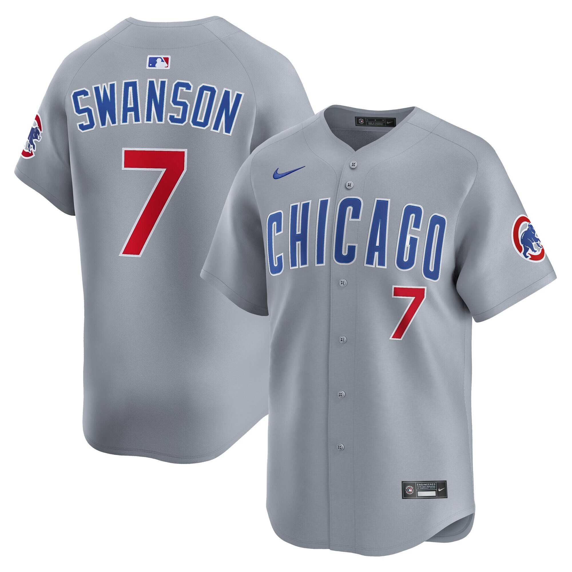 Men's Chicago Cubs Dansby Swanson Gray Road Limited Player Baseball Jersey