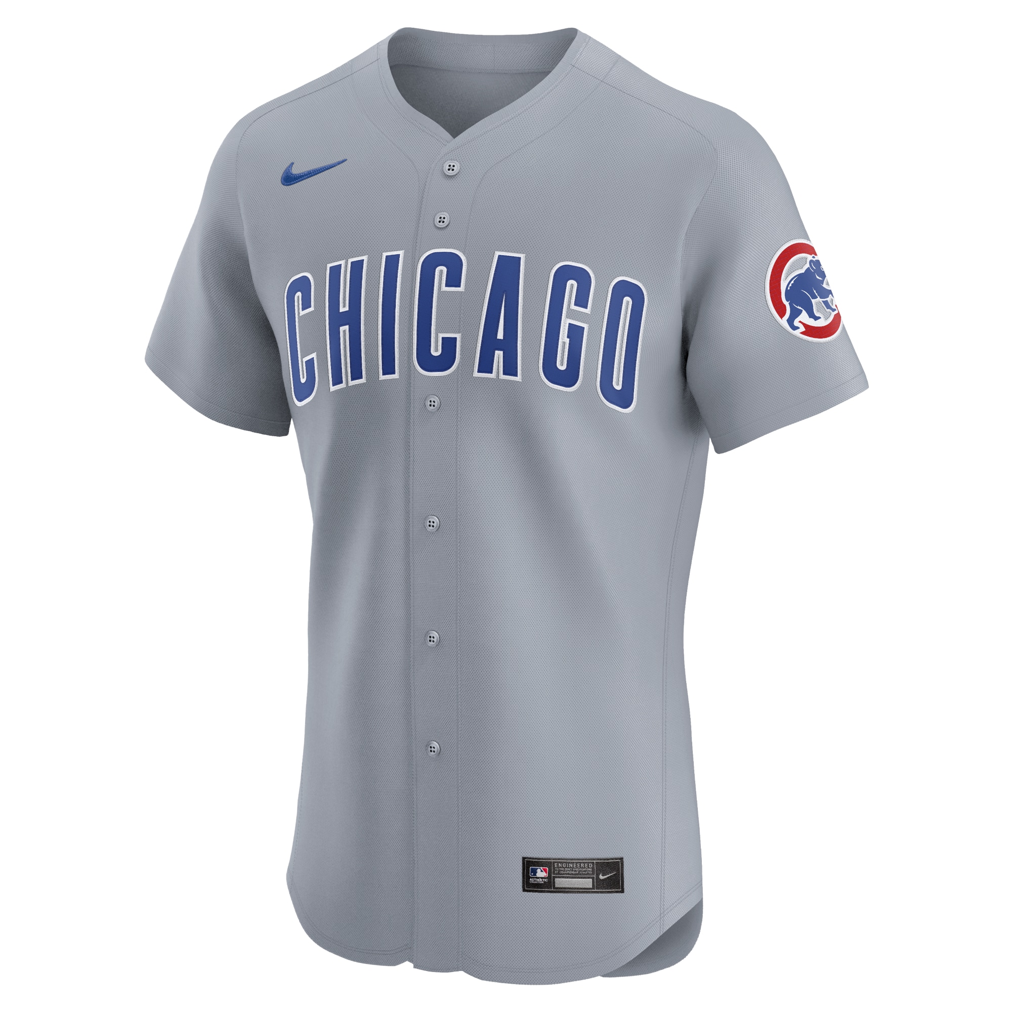 Alternative view of Men's Chicago Cubs Gray Road Vapor Premier Elite Patch Jersey