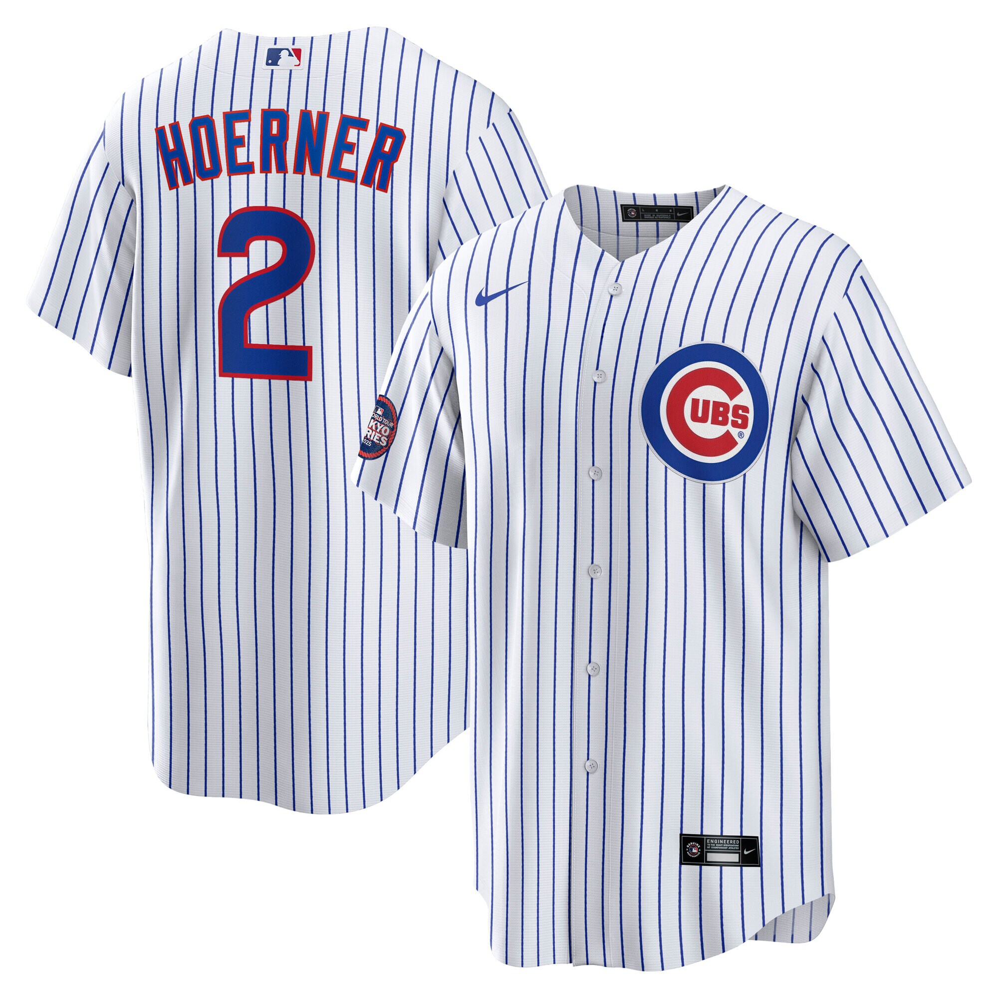 Men's Chicago Cubs Nico Hoerner White 2025 MLB World Tour: Tokyo Series Home Player Baseball Jersey
