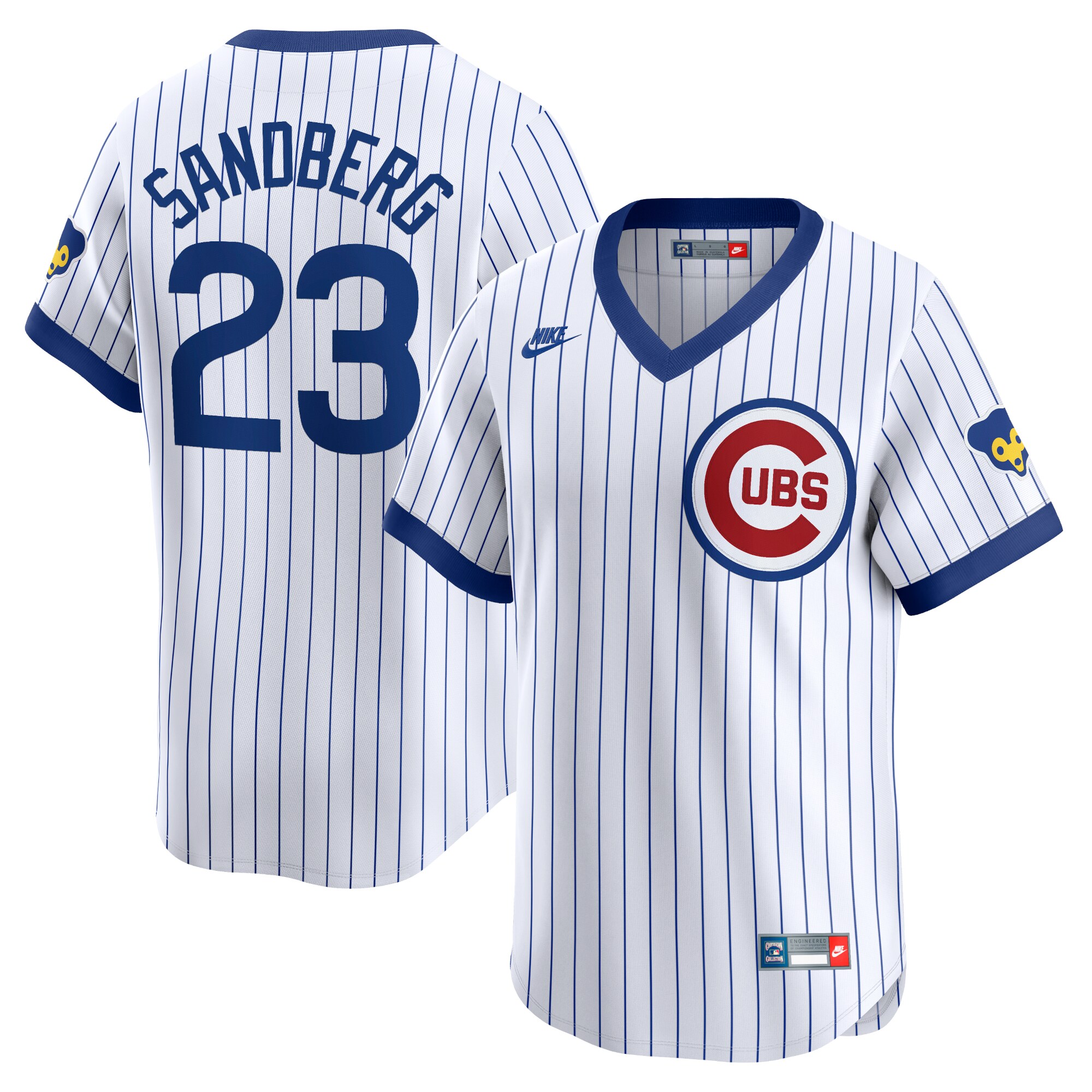 Men's Chicago Cubs Ryne Sandberg White Throwback Cooperstown Limited Baseball Jersey