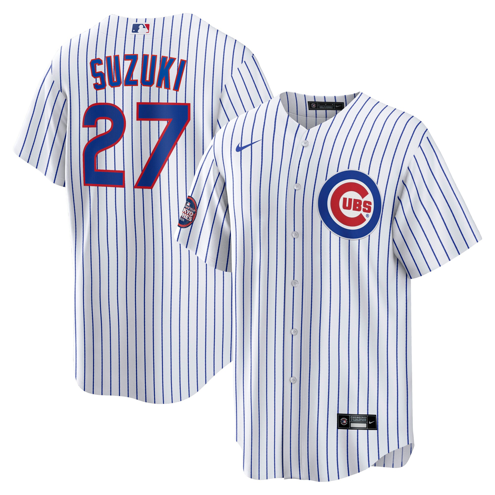 Men's Chicago Cubs Seiya Suzuki White 2025 MLB World Tour: Tokyo Series Home Player Baseball Jersey