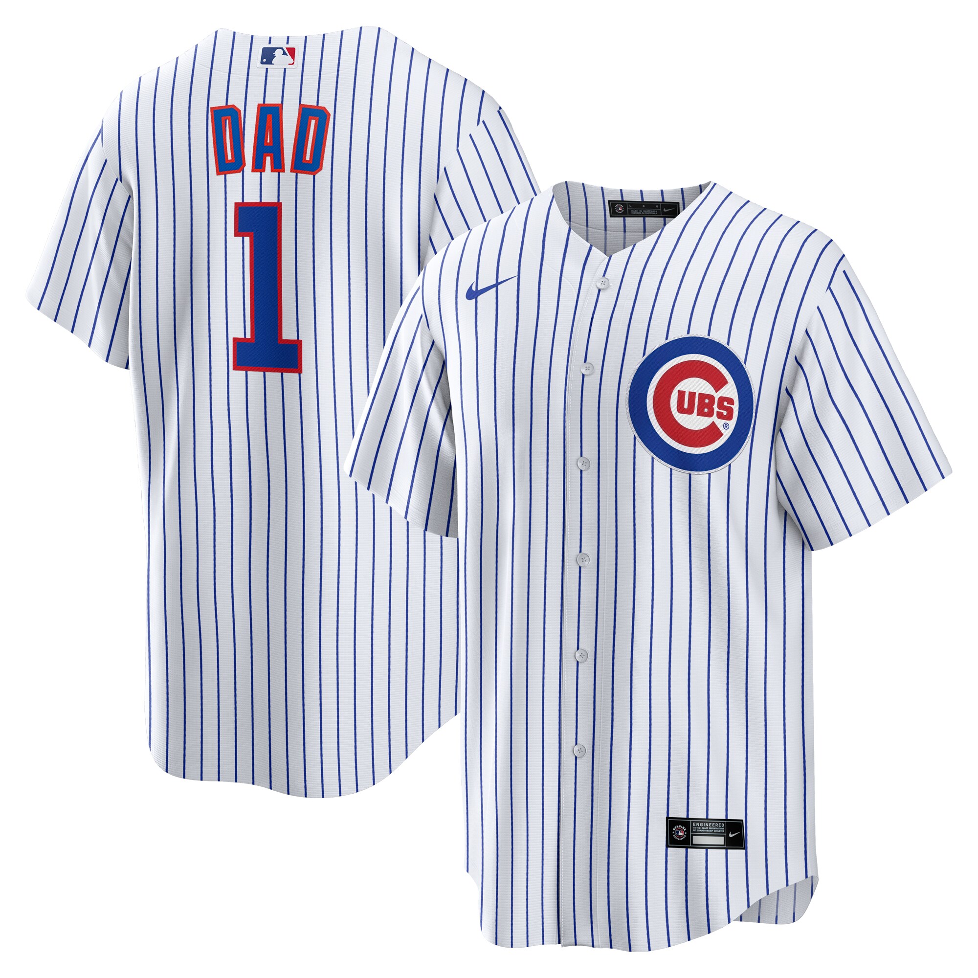 Men's Chicago Cubs White #1 Dad Home Baseball Jersey