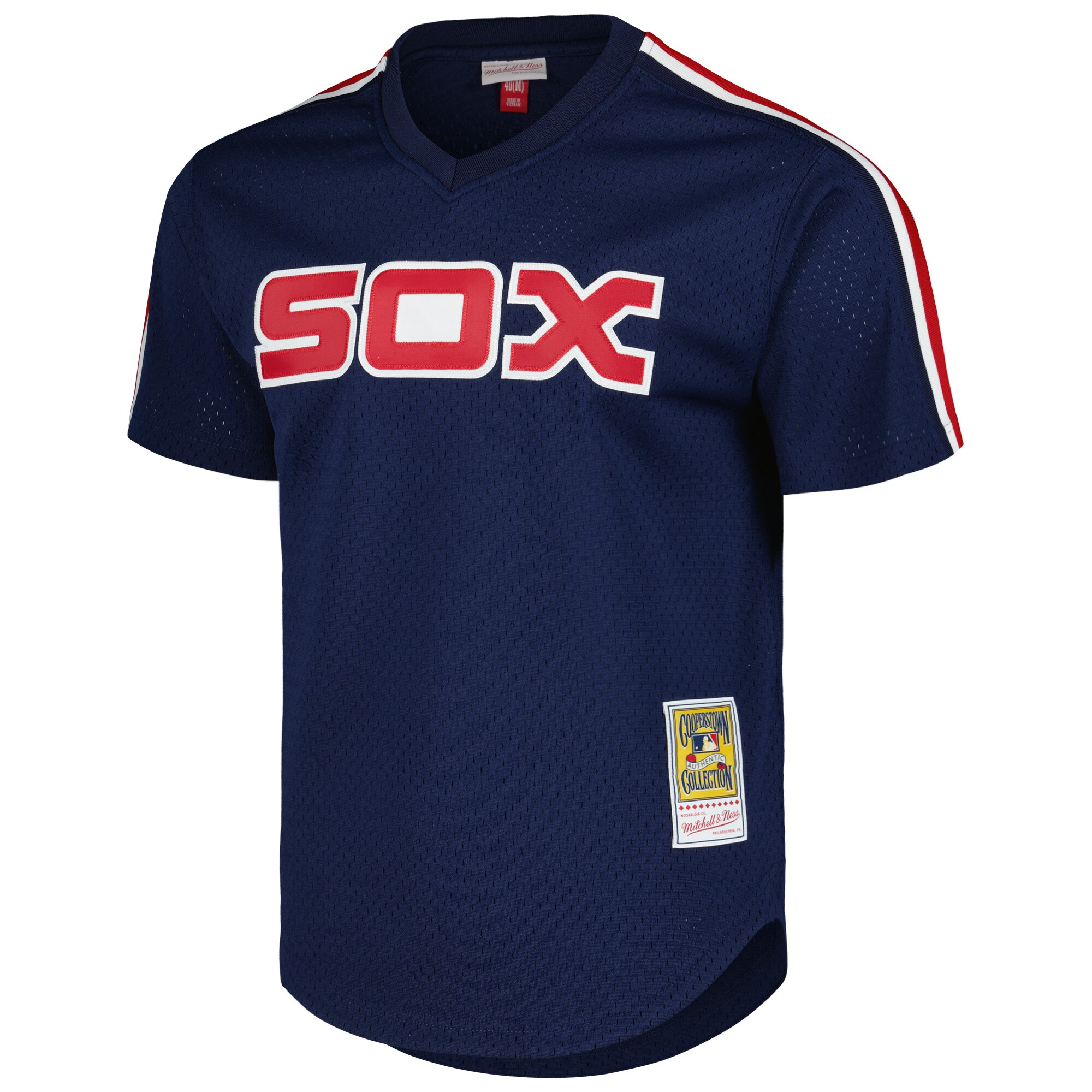 Alternative view of Men's Chicago White Sox Carlton Fisk Mitchell & Ness Navy 1983 Cooperstown Collection Mesh Batting Practice Jersey