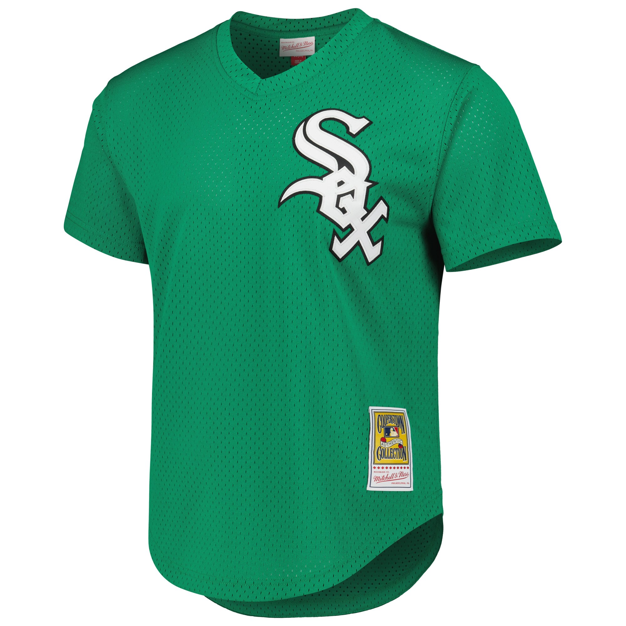 Alternative view of Men's Chicago White Sox Frank Thomas Mitchell & Ness Green Cooperstown Collection St. Patrick's Day 1996 Batting Practice Baseball Jersey